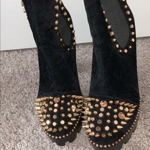 Black studded thick heels